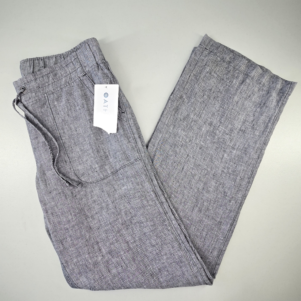 Athleta Heathered Linen Wide Leg Drawstring Pants Women's Size 6 NWT - Picture 4 of 12
